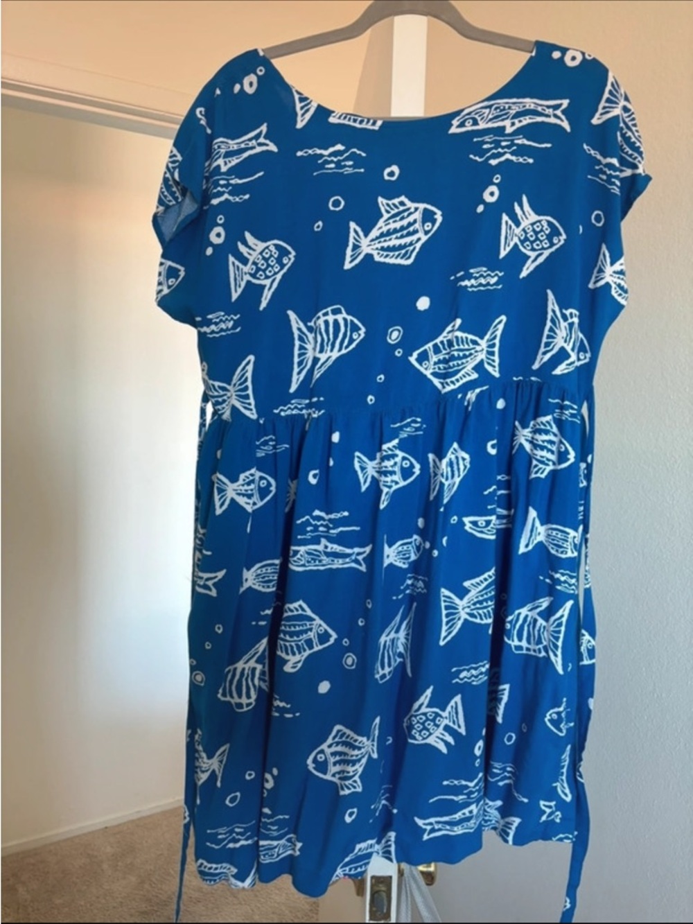 Vintage blue costal fish print dress - Picture 5 of 6